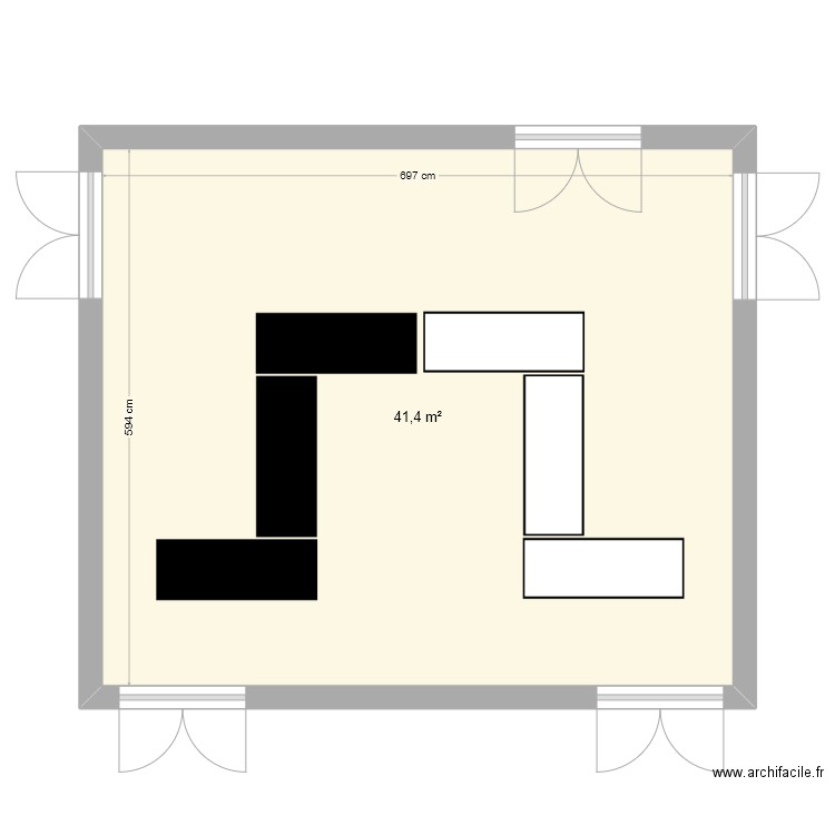 salle 1 . Plan de 1 pièce et 41 m2