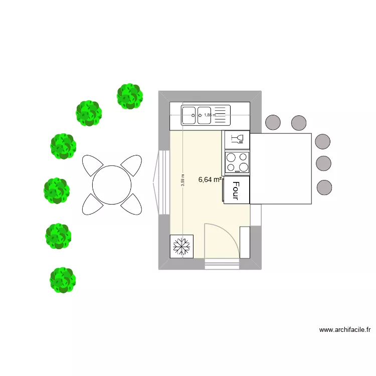plan cuisine travaux. Plan de 1  et 7 m²