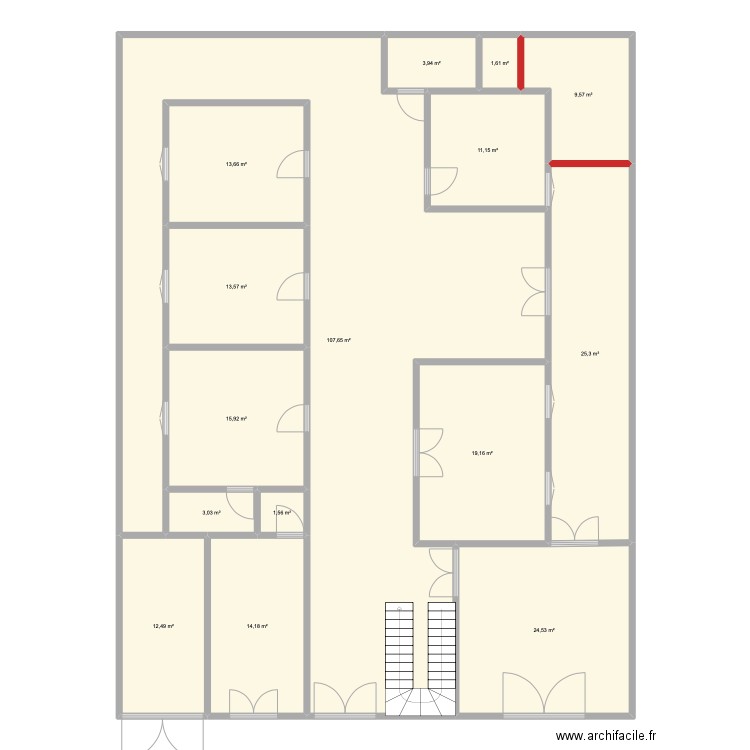 AZIZ. Plan de 15 pièces et 277 m2