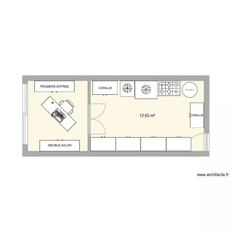 BUREAU + CELLIER. Plan de 2  et 19 m²