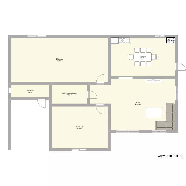 Maison de 200 m2 à 2 chbr. Plan de 6 Pièces et 152 m² Maison de 200 m2 à 2 chbr. Plan de 6 Pièces et 152 m²