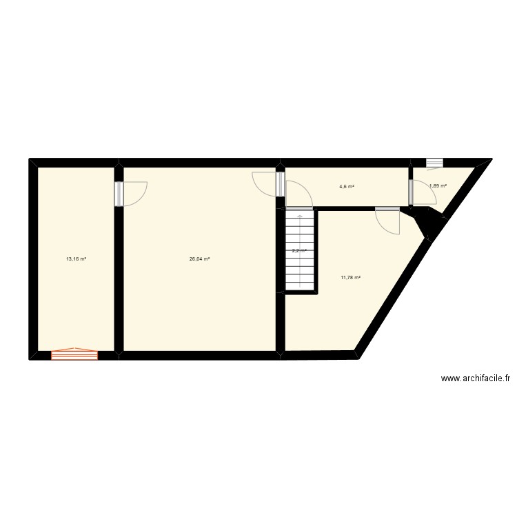 Doucet - appartement R+1. Plan de 7 pièces et 60 m2