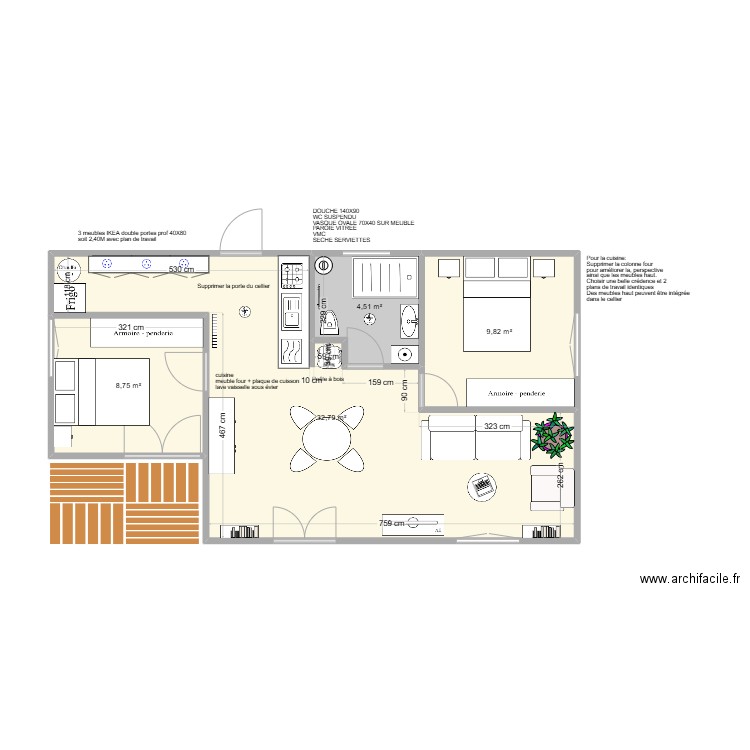 maison myriam 3 bis. Plan de 4 pièces et 56 m2