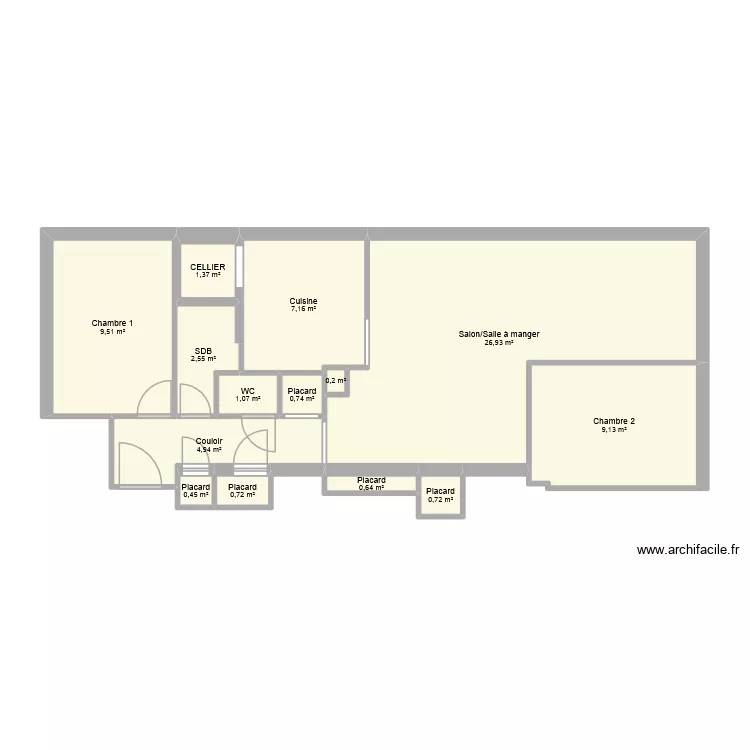 plan 3. Plan de 14  et 66 m²