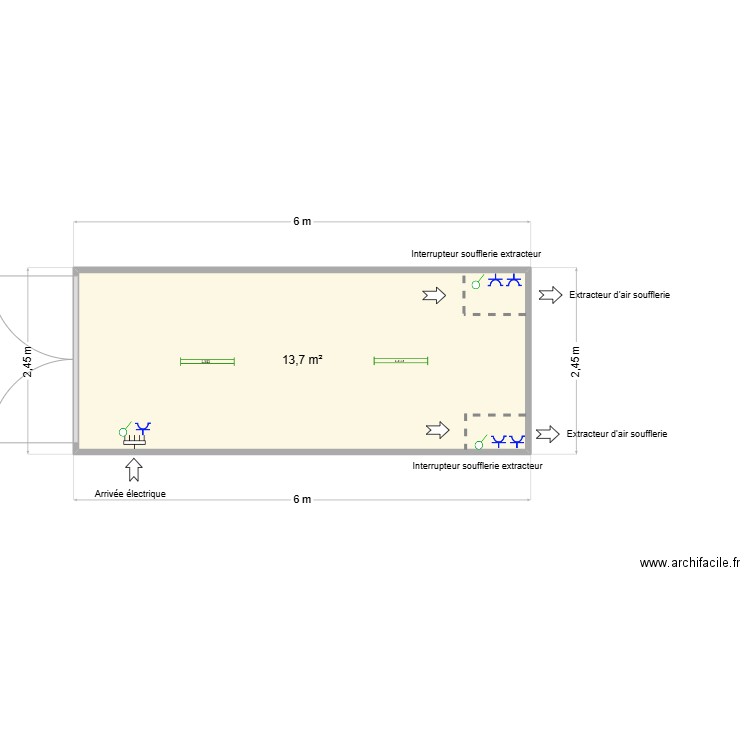 Ville de Binche container paint. Plan de 1 pièce et 14 m2