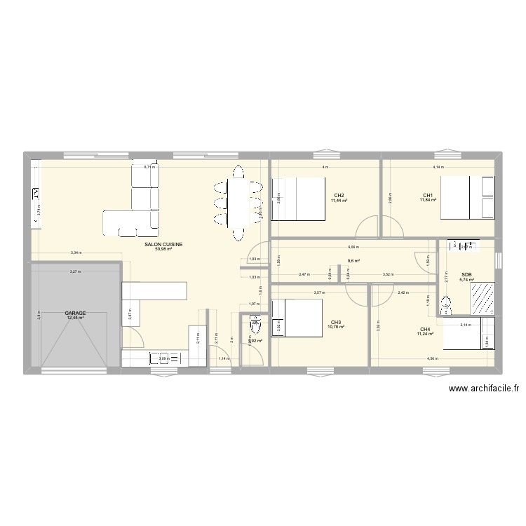 maison 120m2. Plan de 9 pièces et 126 m2
