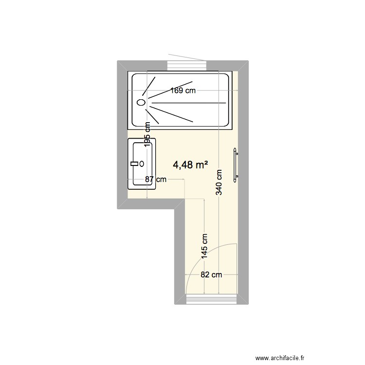 salle de bains Jean . Plan de 1 pièce et 4 m2