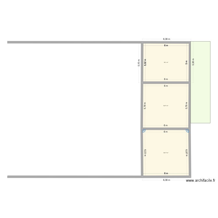 salle des fêtes cuisine entrée. Plan de 3 pièces et 101 m2