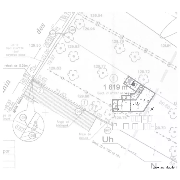 BU4. Plan de 13  et 143 m²