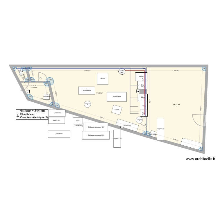 laverie merignac pressing2. Plan de 3 pièces et 86 m2