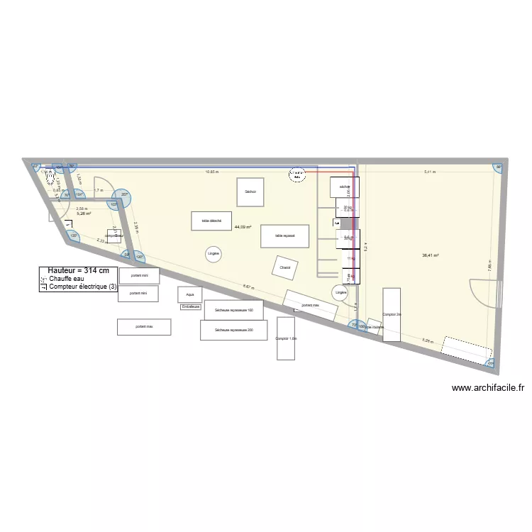 laverie merignac pressing2. Plan de 3 pièces et 86 m²