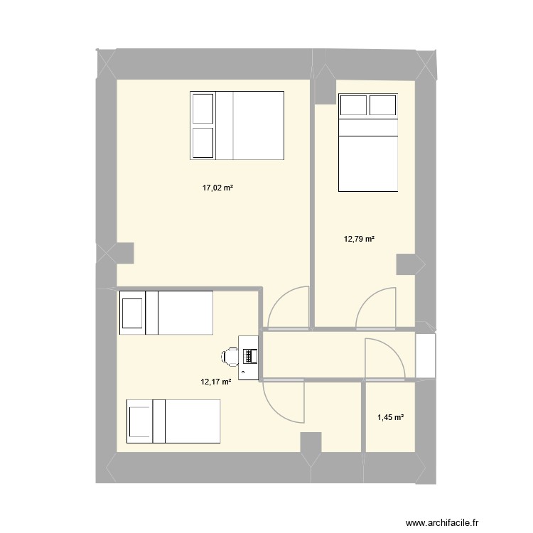 chambres 1. Plan de 0 pièce et 0 m2