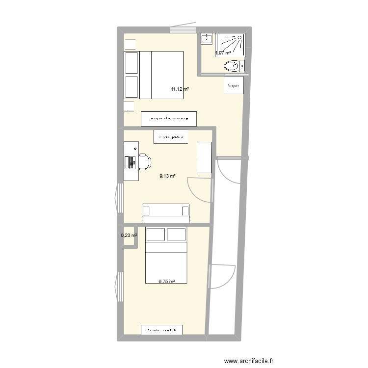 Etage - test 3. Plan de 5 pièces et 32 m2