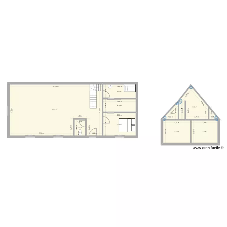 beugny. Plan de 9  et 124 m²