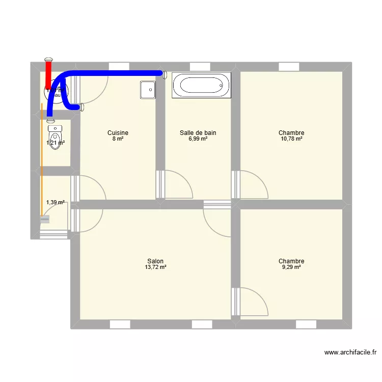 Domanys route de voulx 2 appt 4. Plan de 8  et 52 m²