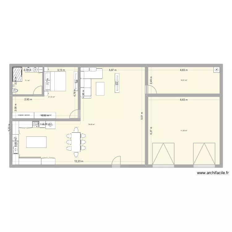 Maison. Plan de 5  et 165 m²