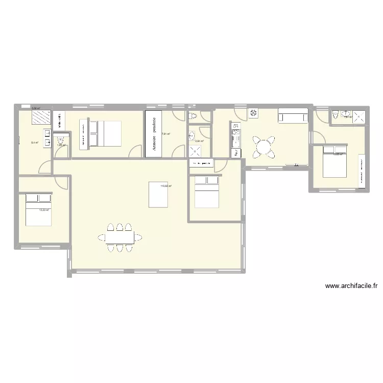 projet maison 1. Plan de 9 pièces et 163 m²