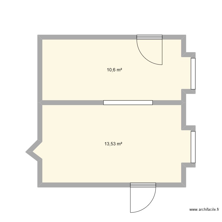 Accueil + secrétariat. Plan de 2 pièces et 24 m2