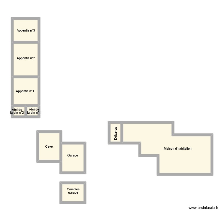lecou dependance. Plan de 10 pièces et 82 m2