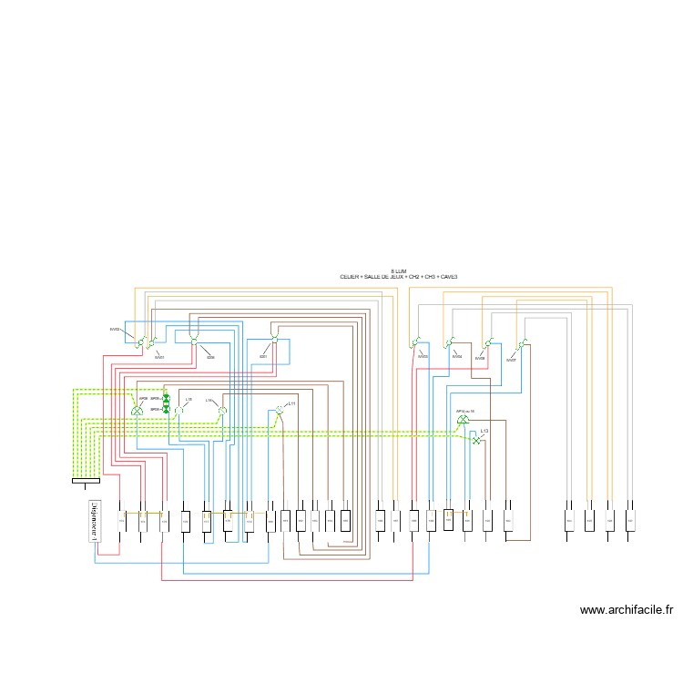 double/simple allumage LUM SALLE DE JEUX + CELIER+CH2+CH3. Plan de 0 pièce et 0 m2 double/simple allumage LUM SALLE DE JEUX + CELIER+CH2+CH3. Plan de 0 pièce et 0 m2