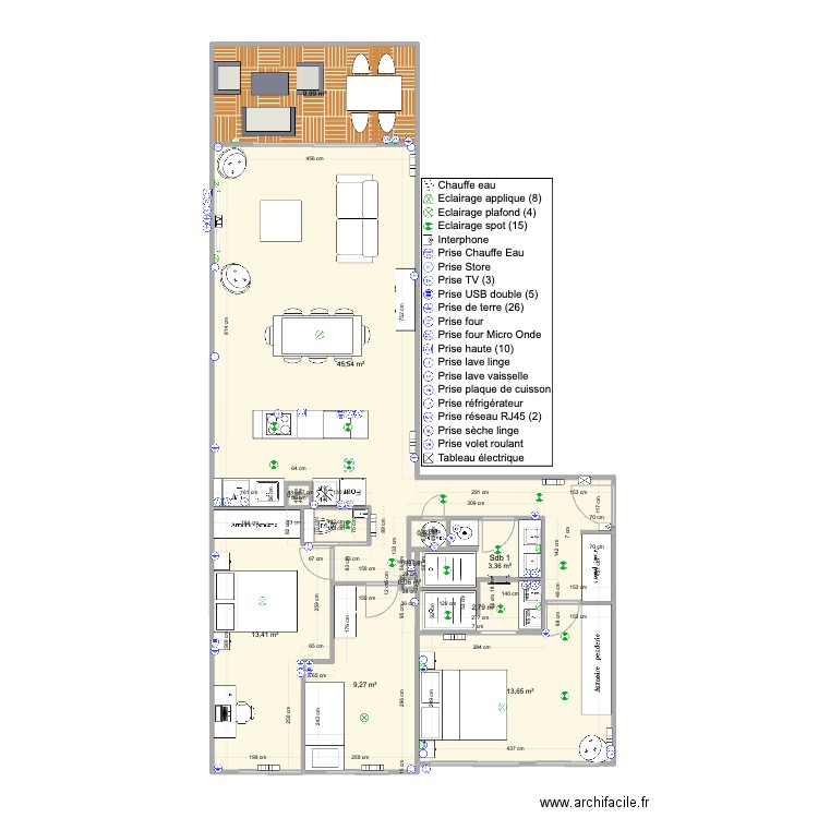 Santa Barbara finale Cedric. Plan de 12 pièces et 100 m2