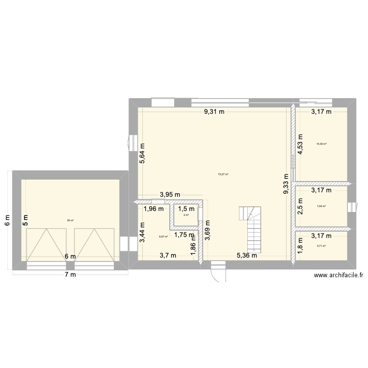 projet-rp. Plan de 7 pièces et 142 m2