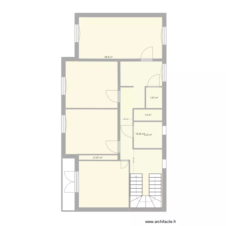 Maison long R+1 Pojet. Plan de 