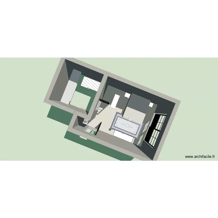 chambre après. Plan de 1 Pièce et 17 m² chambre après. Plan de 1 Pièce et 17 m²
