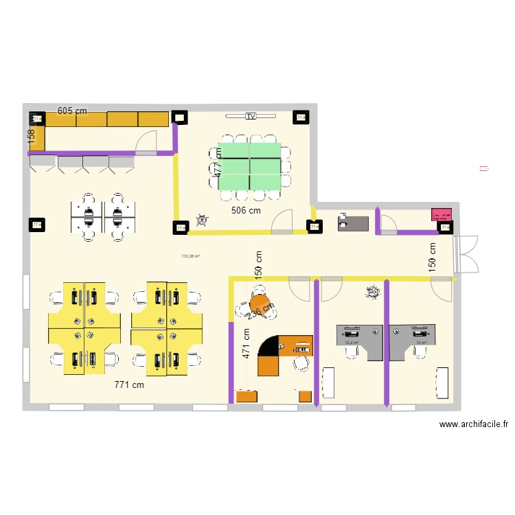 PROD EMBOUT VILLENEUVE LE ROI Bureau . Plan de 9 pièces et 159 m2