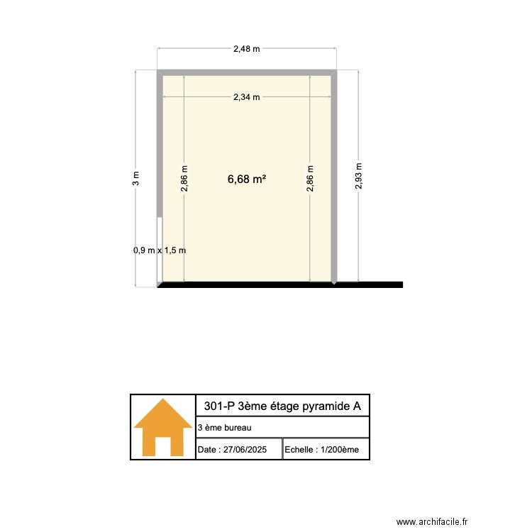 HOTEL DE REGION BUREAU 3. Plan de 1 pièce et 7 m2