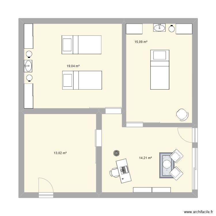 projet bbe . Plan de 4 pièces et 61 m2