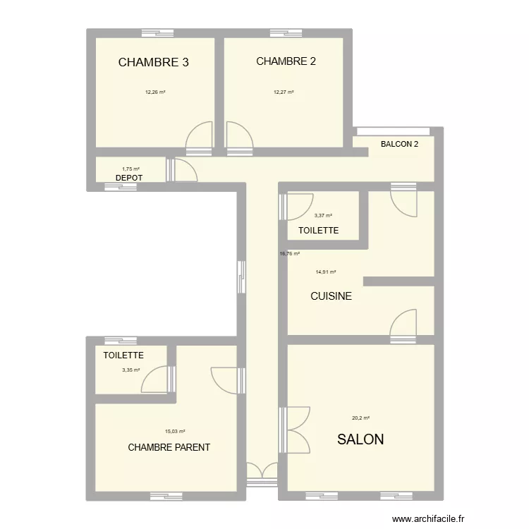 appartement zchor. Plan de 9  et 100 m²