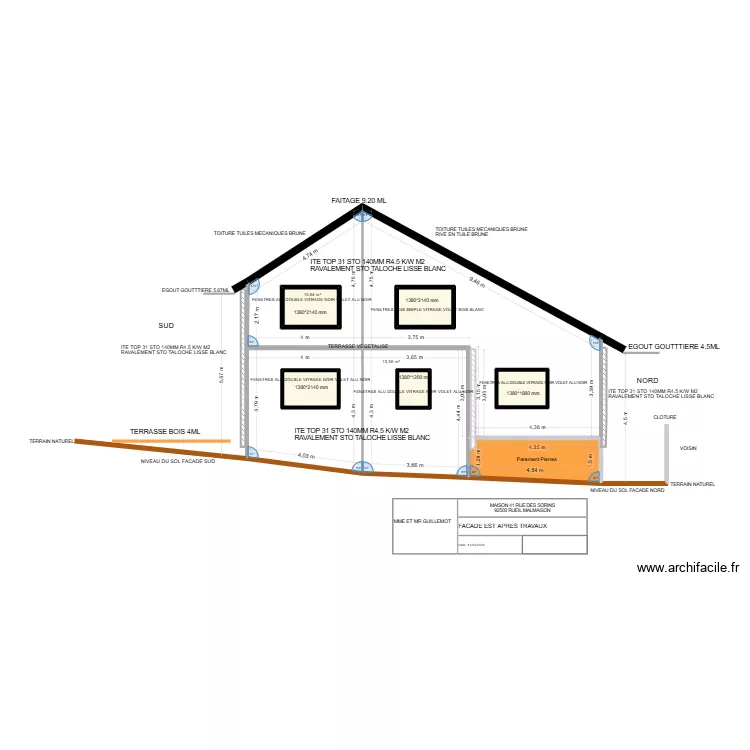 SORIN FACADE EST APRES TRAVAUX 2. Plan de 10  et 98 m²