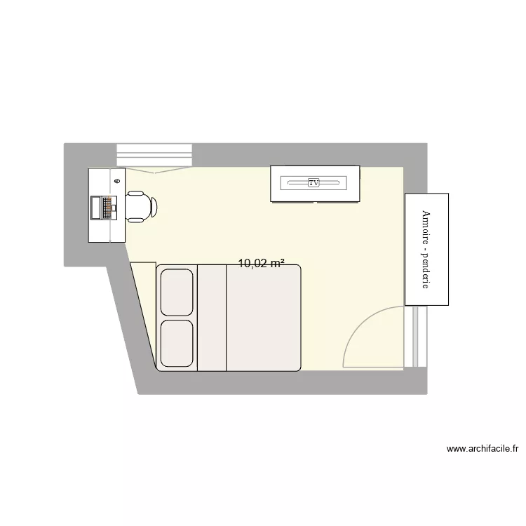 nono. Plan de 1 Pièce et 10 m²