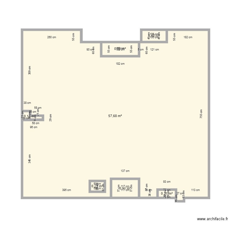 toiture plate 3 rois. Plan de 7 pièces et 61 m2