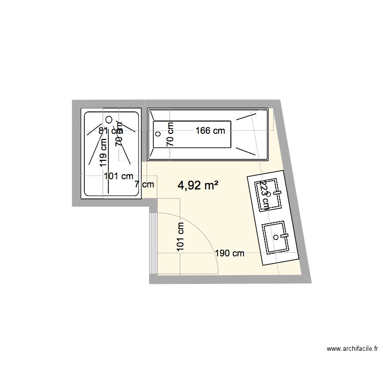 Projet Agip. Plan de 1 pièce et 5 m2