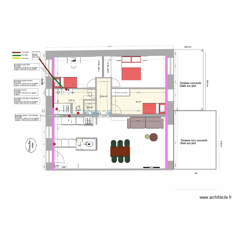 APPART 2 RDC vjk 3. Plan de 5  et 21 m²