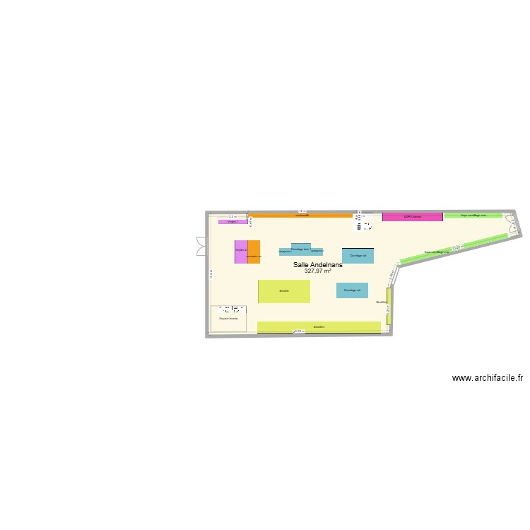 magasin andelnans 1.1. Plan de 1 pièce et 328 m2