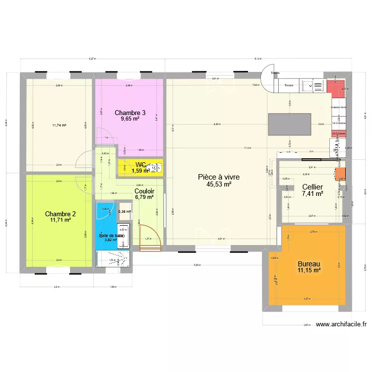 Pavillon PLV V3. Plan de 10  et 110 m²
