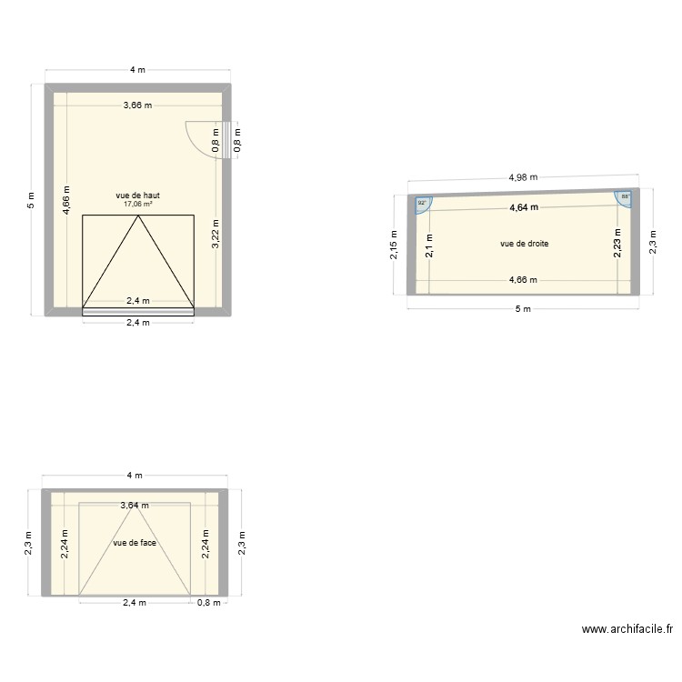 garage. Plan de 3 pièces et 35 m2