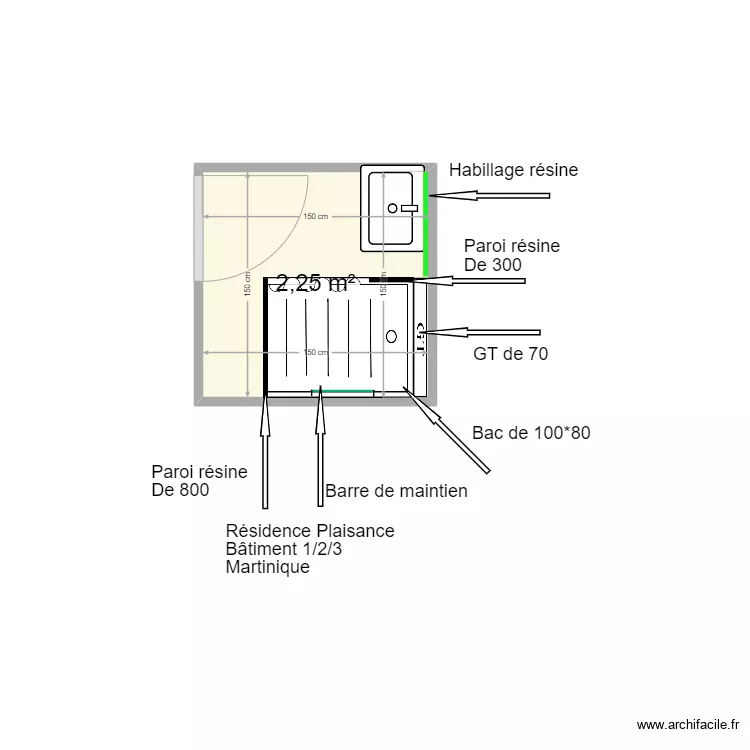B&acirc;timent 1/2/3 Martinique. Plan de 