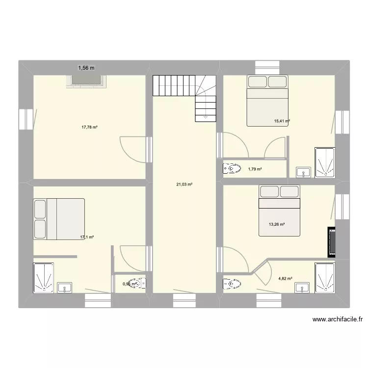R+1. Plan de 8 Pièces et 92 m² R+1. Plan de 8 Pièces et 92 m²