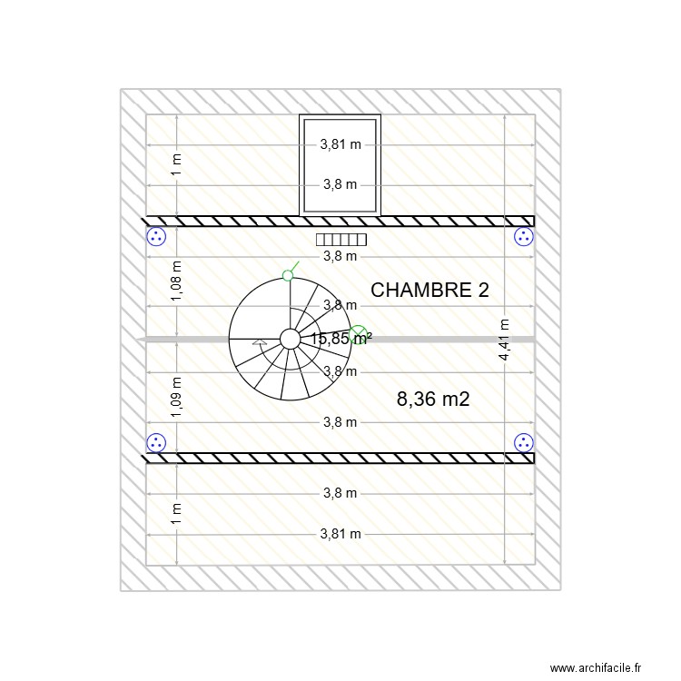 grenier. Plan de 1 pièce et 16 m2