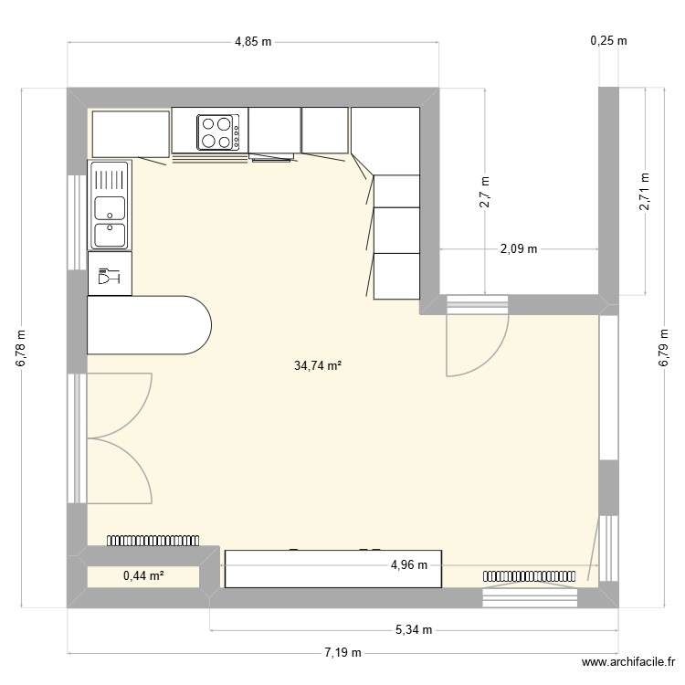 Cuisine living. Plan de 0 pièce et 0 m2