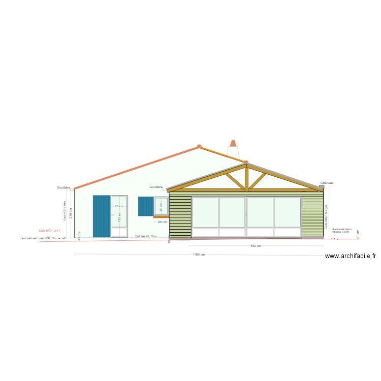 Pignon NORD 25. Plan de 0 pièce et 0 m2