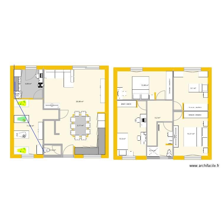 villenave d\'ornon. Plan de 11 pièces et 103 m2