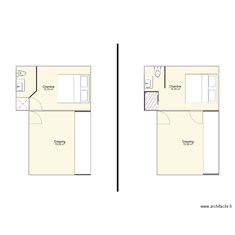 Chambre 1er. Plan de 4 pièces et 56 m2