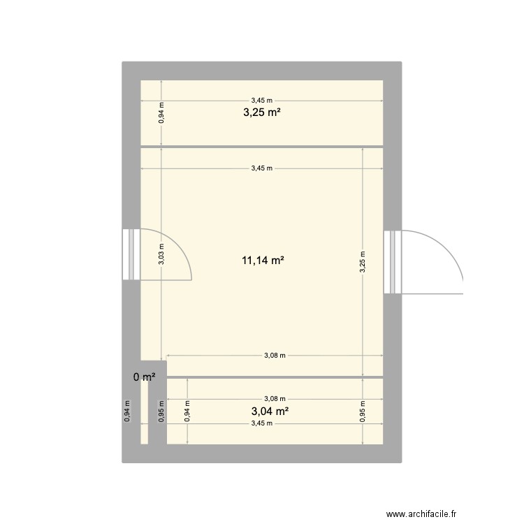 Combles Mesures. Plan de 4 pièces et 17 m2