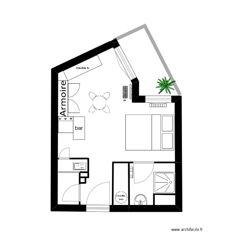 moi2. Plan de 3 pièces et 23 m2