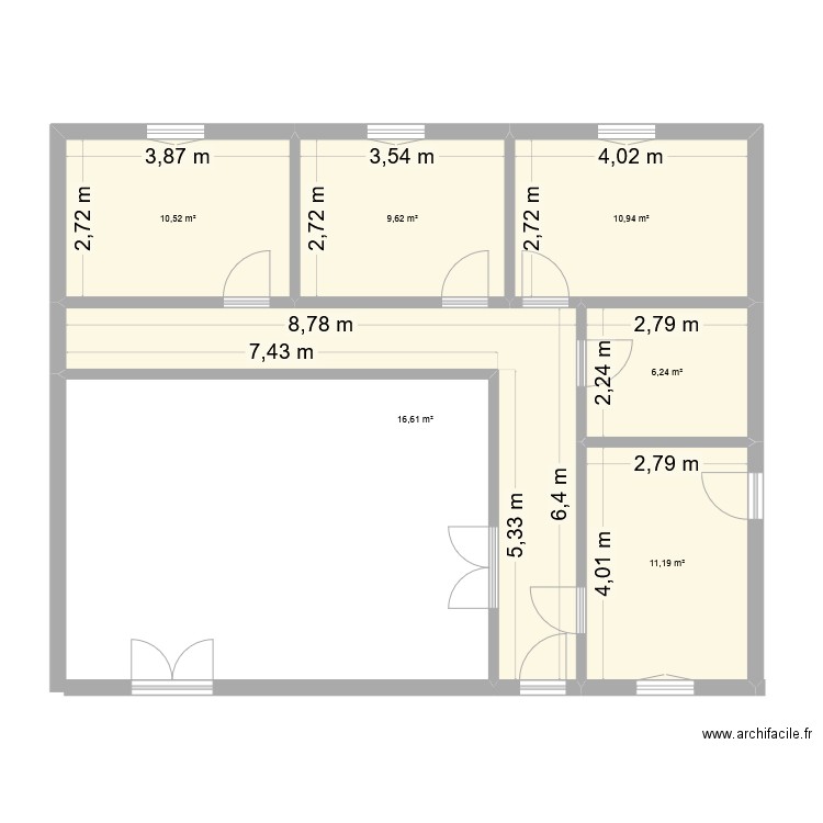 LA CALMETTE. Plan de 6 pièces et 65 m2